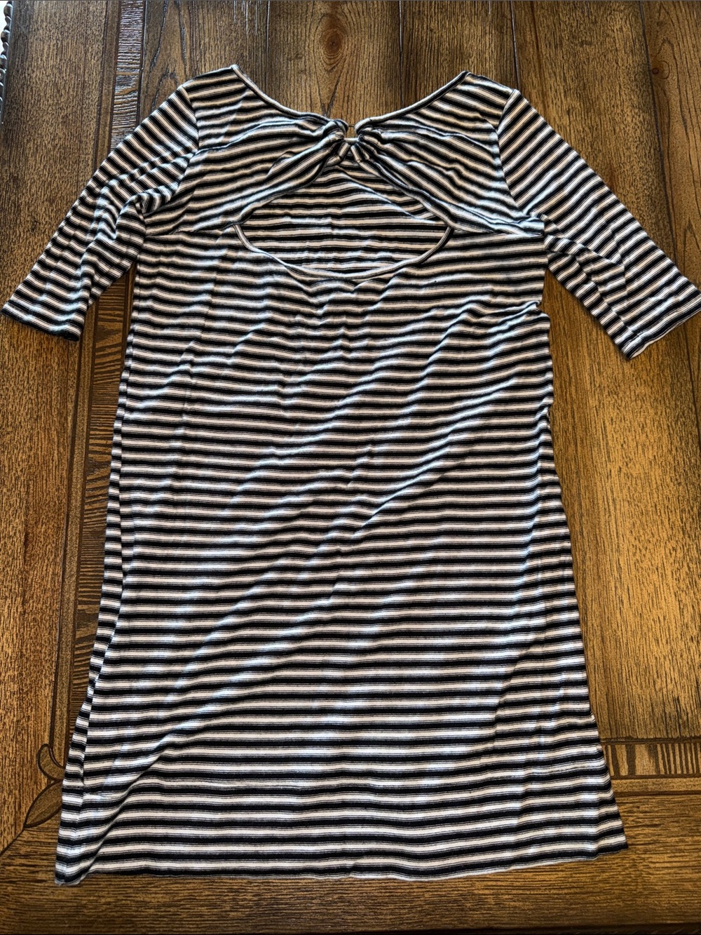 Free People Black and White Striped Midi Dress with Twist Back